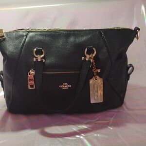 Coach Black Shoulder Bag with Gold Accents